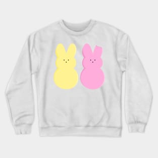 Cute marshmallow peep bunnies with a missing ear Crewneck Sweatshirt